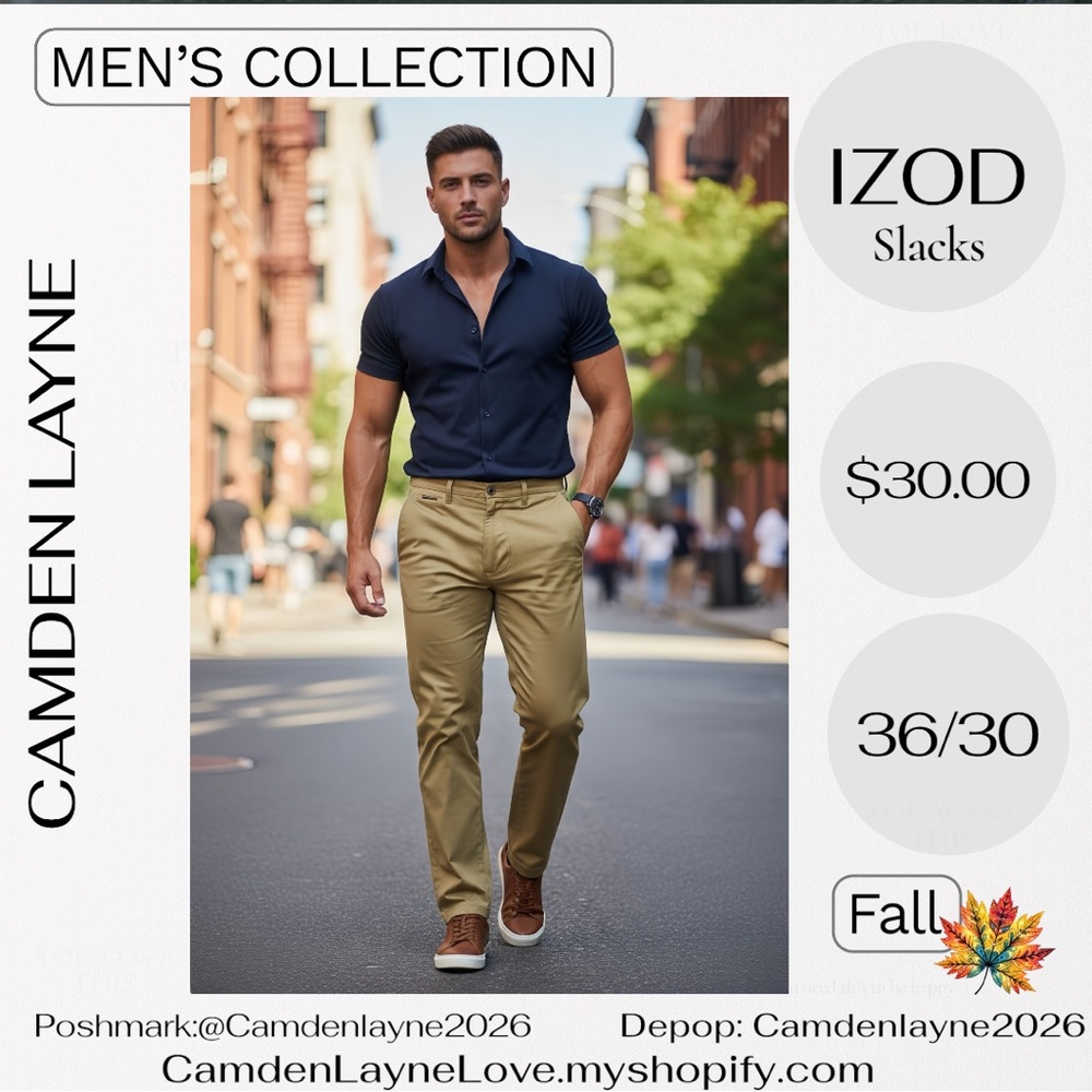 Izod Men's Khaki Chinos - Picture 2 of 9